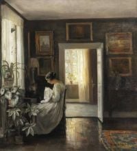 Holsoe Carl Interior With A Woman Embroidering