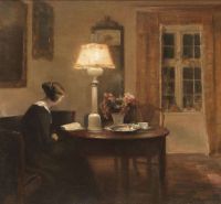 Holsoe Carl Interior With A Woman Reading 1 Leinwanddruck