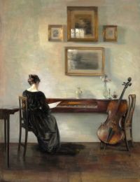 Holsoe Carl Interior With A Woman Seen From Behind canvas print