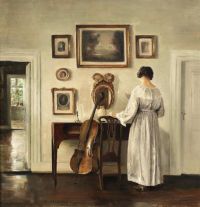 Holsoe Carl Interior With Cello And Woman Reading Leinwanddruck