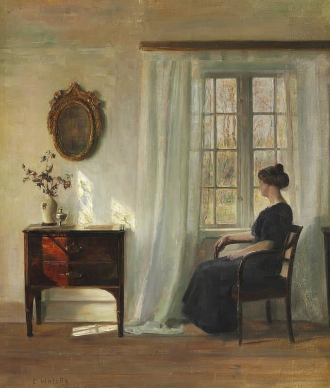 Holsoe Carl Interior With Sitting Woman By Window canvas print