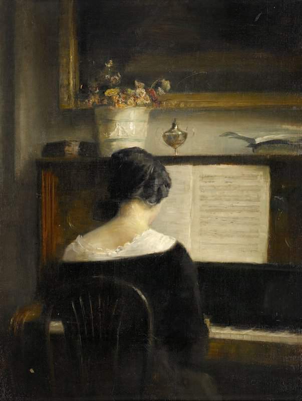 Holsoe Carl Interior With The Lady At The Piano canvas print