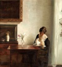 Holsoe Carl Interior With Woman And Child