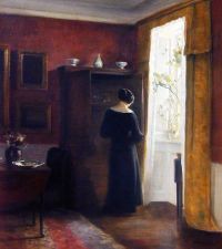 Holsoe Carl Interior With Woman By The Window Leinwanddruck