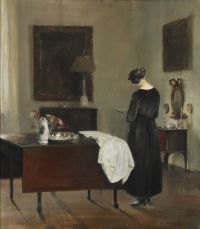 Holsoe Carl The Painter S Wife In Their Home Reading A Book canvas print