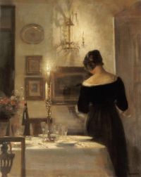 Holsoe Carl Woman Near The Dinner Table 1900 Leinwanddruck