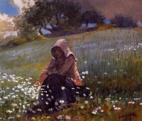 Homer Winslow Girl And Daisies 1878 canvas print
