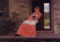 Homer Winslow Lesendes Mädchen auf einer steinernen Veranda 1872