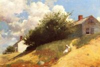 Homer Winslow Häuser auf einem Hügel 1879 Leinwanddruck