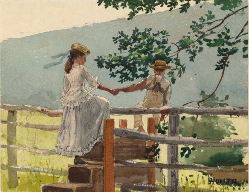 Homer Winslow On The Stile Ca. 1878 canvas print
