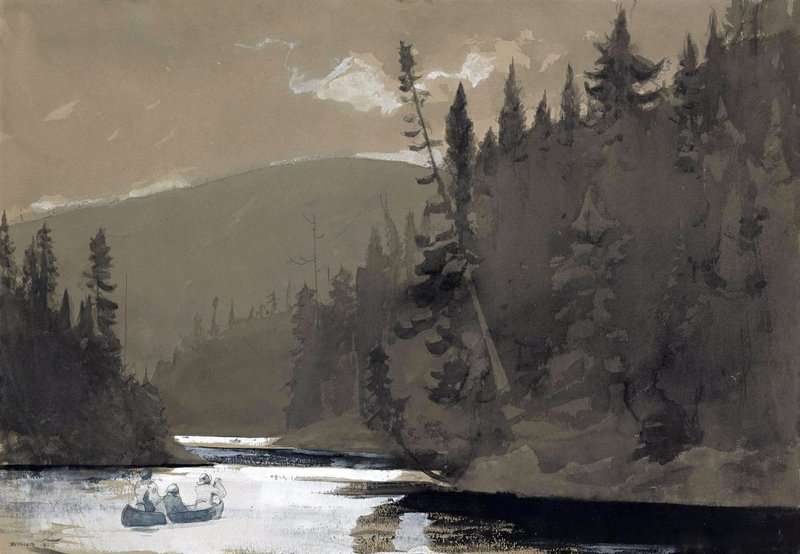 Homer Winslow Three Men In A Canoe 1895 canvas print