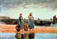 Homer Winslow zwei Mädchen am Strand Tynemouth 1881 Leinwanddruck