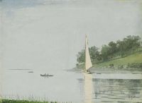 Homer Winslow Yacht in einer Bucht von Gloucester. Leinwanddruck von 1880