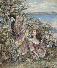 Hornel Edward Atkinson Amidst The Spring Blossom 1917