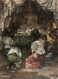 Hornel Edward Atkinson vor dem Buddha 1908