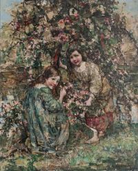 Hornel Edward Atkinson beim Pflücken von Kirschblüten 1919