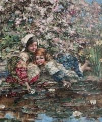 Hornel Edward Atkinson The Lily Pond 1915 canvas print