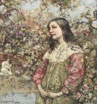 Hornel Edward Atkinson The Swan Pond 1917 canvas print