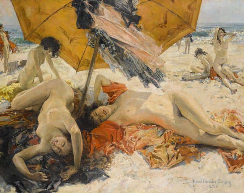 Tableaux sur toile, reproduction de Howard Chandler Christy Nudes At The Beach 1930