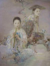 Hu Jundi Untitled 2 Girls canvas print
