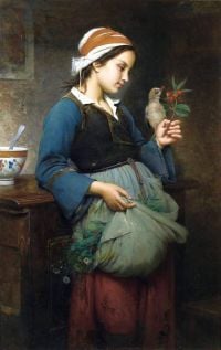 Hublin Emile Auguste Filette L Oiseau 1872