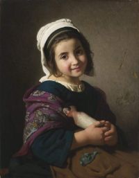 Hublin Emile Auguste Une Jeune Fille Avec Sa Poupee 1869