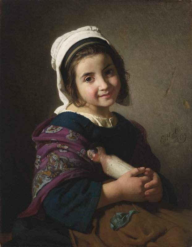 Hublin Emile Auguste Une Jeune Fille Avec Sa Poupee 1869 canvas print