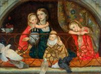 Hughes Arthur Portrait Of Mrs Leathart And Her Three Children canvas print