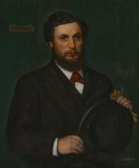 Hughes Edward Robert Portrait Of Thomas Webb Holding A Black Hat 1876