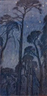 Hughes Edward Robert Trees At Twilight canvas print