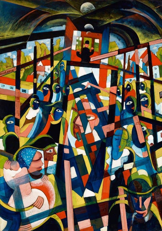Tableaux sur toile, reproduction de Hugo Scheiber On The Tram 1926