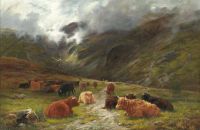Hurt Louis Bosworth Cattle Resting In A Highland Landscape A Burn Beyond 1884