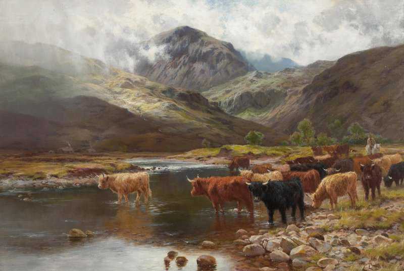 Hurt Louis Bosworth Crossing The River Garie Kinlochewe 1888 canvas print