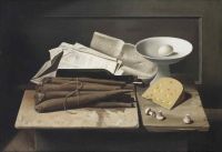 Hynckes Raoul A Still Life With Cheese Egg And Salsify canvas print