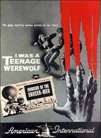 Stampa su tela del poster del film I Was A Teenage Werewolf Invasion Of The Saucer Men
