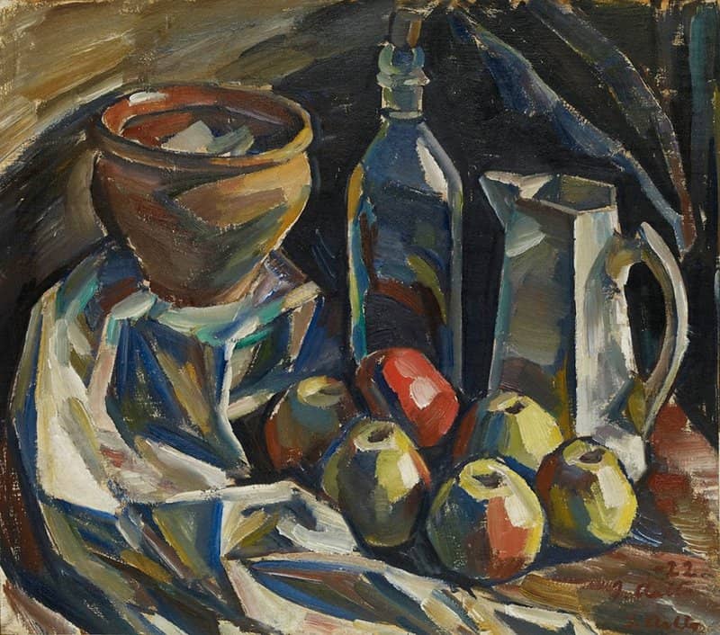 Tableaux sur toile, reproduction de Ilmari Aalto Still Life With Jug Pot Bottle And Apples 1922