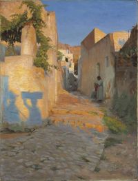 Ilsted Peter Vilhelm مشهد من شارع في تونس 1891 مطبوعة على القماش