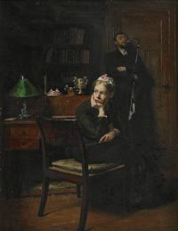 لوحة قماشية Ilsted Peter Vilhelm Interior Med Man Och Kvinna 1885