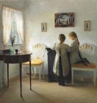 Ilsted Peter Vilhelm Interior Med To Smaapiger 1898