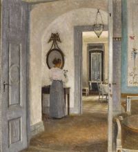 Ilsted Peter Vilhelm Interieur mit einer Frau vor einem Spiegel Liselund 1916