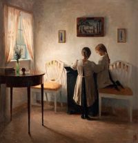 Ilsted Peter Vilhelm Interior With Two Girls