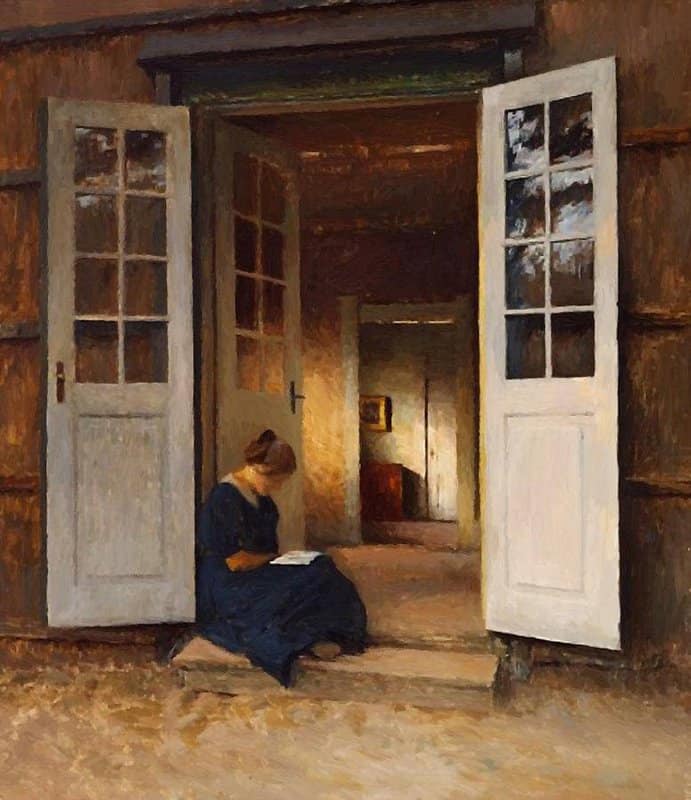 Ilsted Peter Vilhelm Reading In The Garden Door canvas print