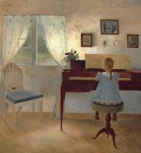 Ilsted Peter Vilhelm Sunlit Interior. The Painter S Daughter Ellen Is Playing The Piano