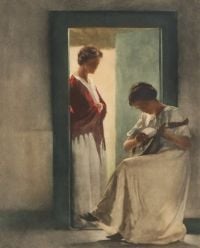 Ilsted Peter Vilhelm Zwei junge Mädchen in einer Tür 1913