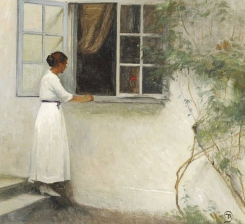 Ilsted Peter Vilhelm Woman A White Summer Dress By An Open Window Liselund canvas print
