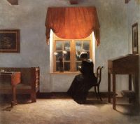 Ilsted Peter Vilhelm Woman Knitting By The Window 1902