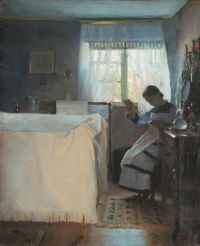 Ilsted Peter Vilhelm Woman Sewing By A Window canvas print