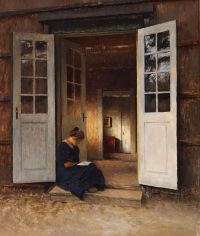 Ilsted Peter Vilhelm فتاة تقرأ في المدخل في Liselund