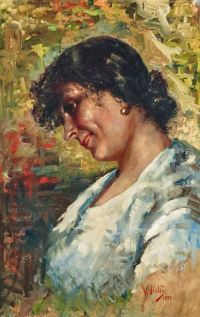 Irolli Vincenzo A Side Profile Of A Young Woman Smiling 1898