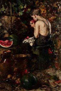 Irolli Vincenzo Ein kleiner Junge, der eine Wassermelone isst